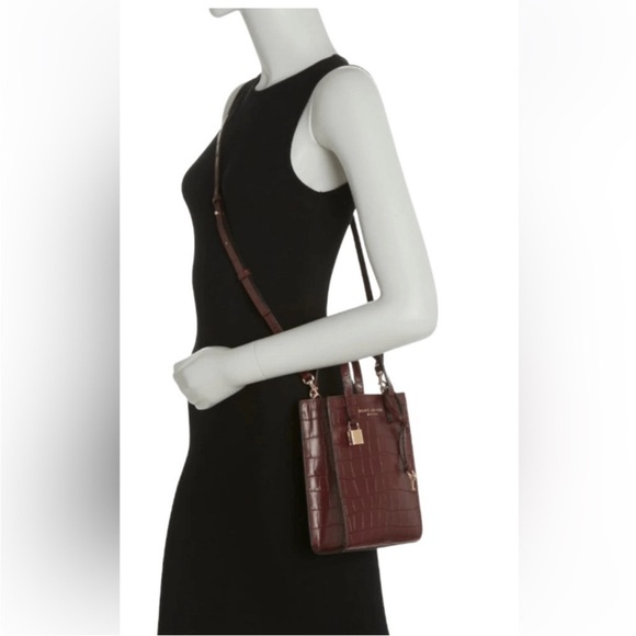 MARC JACOBS Mini Grind Brown Croc Embossed Leather Crossbody Tote Bag NWT - Picture 6 of 8
